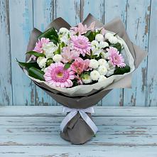 Букет цветов из:  Герберы, Альстромерии и Хризантемы в Трудобеликовский