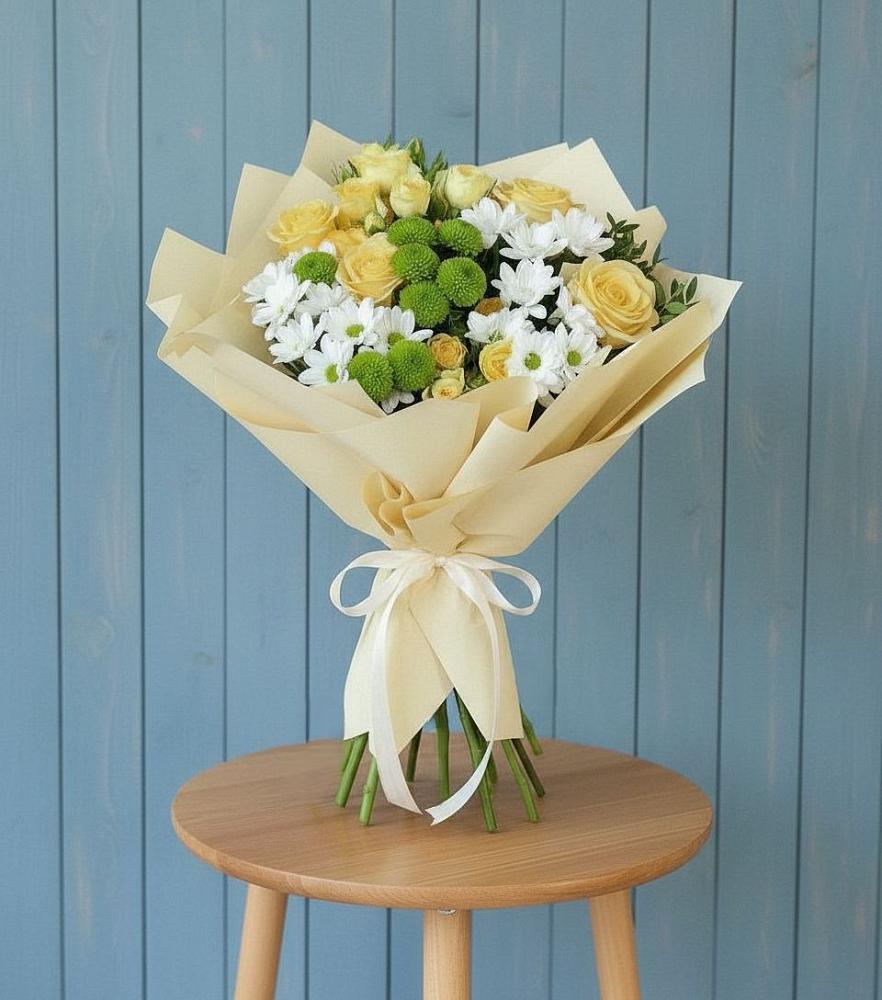 Букет цветов из: Хризантемы и Розы в Трудобеликовский