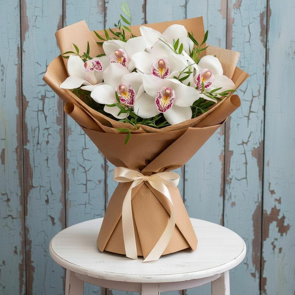 Букет цветов из: Орхидеи и Розы в Трудобеликовский