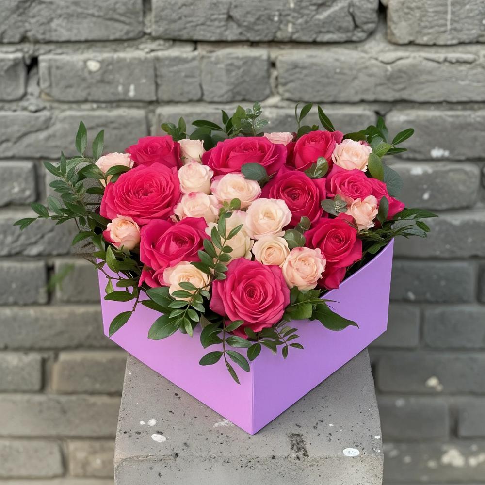 Цветочная композиция из Розы в коробке в Трудобеликовский