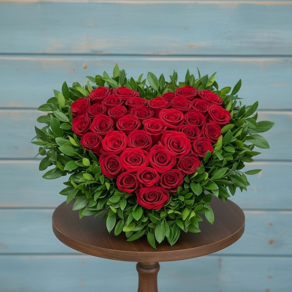 Цветочная композиция из Розы в виде сердца в Трудобеликовский