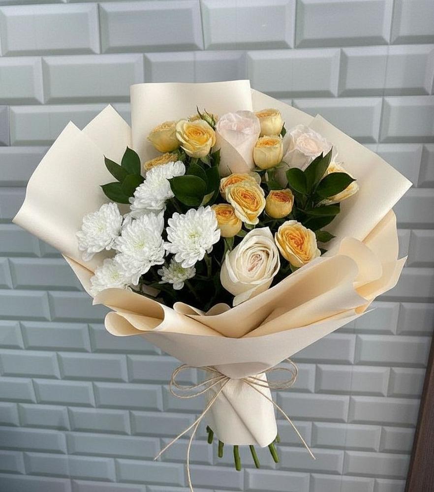 Букет цветов из: Розы и Хризантемы в Трудобеликовский