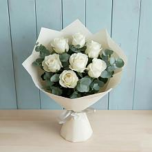 Букет Белые розы в Эвкалипте #REPLACE_PRED# Трудобеликовский