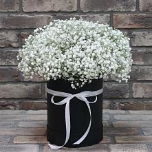 Цветочная композиция из Гипсофила в шляпной коробке в Трудобеликовский