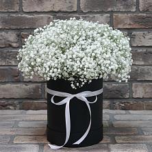 Цветочная композиция из Гипсофила в шляпной коробке в Трудобеликовский