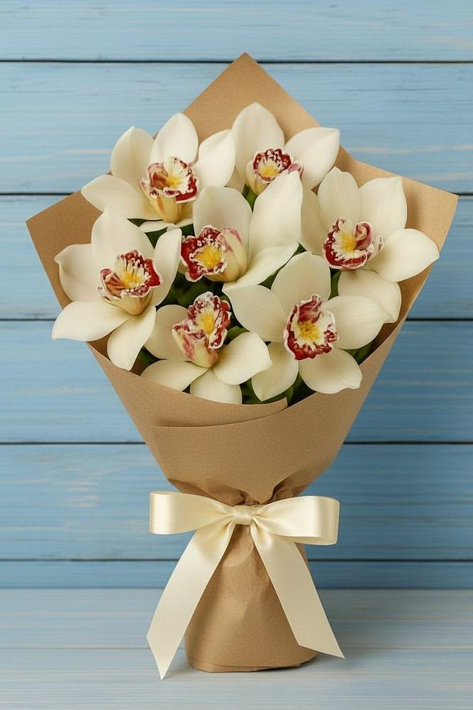 Букет цветов из: Орхидеи и Розы в Трудобеликовский