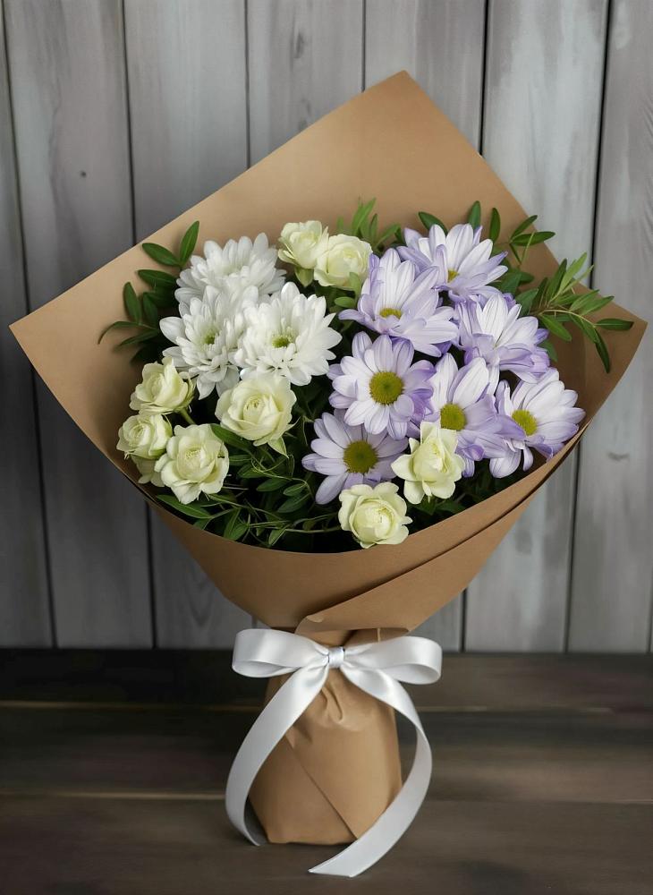 Букет цветов из: Хризантемы и Розы в Трудобеликовский