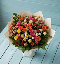 Букет Микс из разноцветных кустовых роз #REPLACE_PRED# Трудобеликовский
